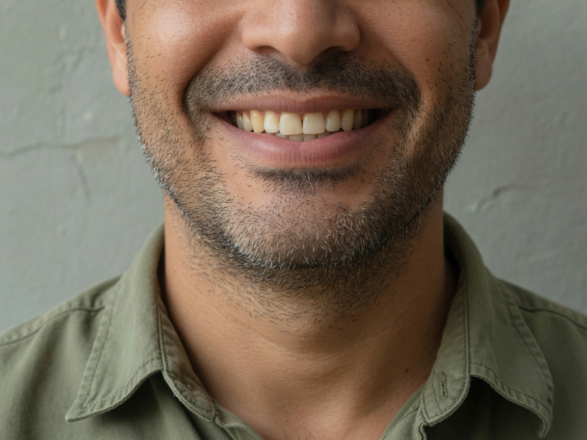 Sorriso de paciente após reposição de dente.